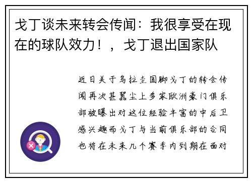 戈丁谈未来转会传闻：我很享受在现在的球队效力！，戈丁退出国家队